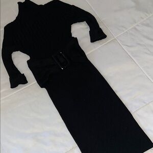 Elegant Black Ribbed Dress
